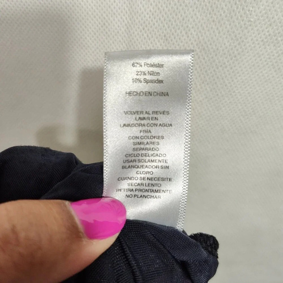 Hannah Blue Flocked Shirt Top Women Size L Short Sleeve Sheer - Picture 6 of 8